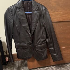 Women’s Black Leather Blazer